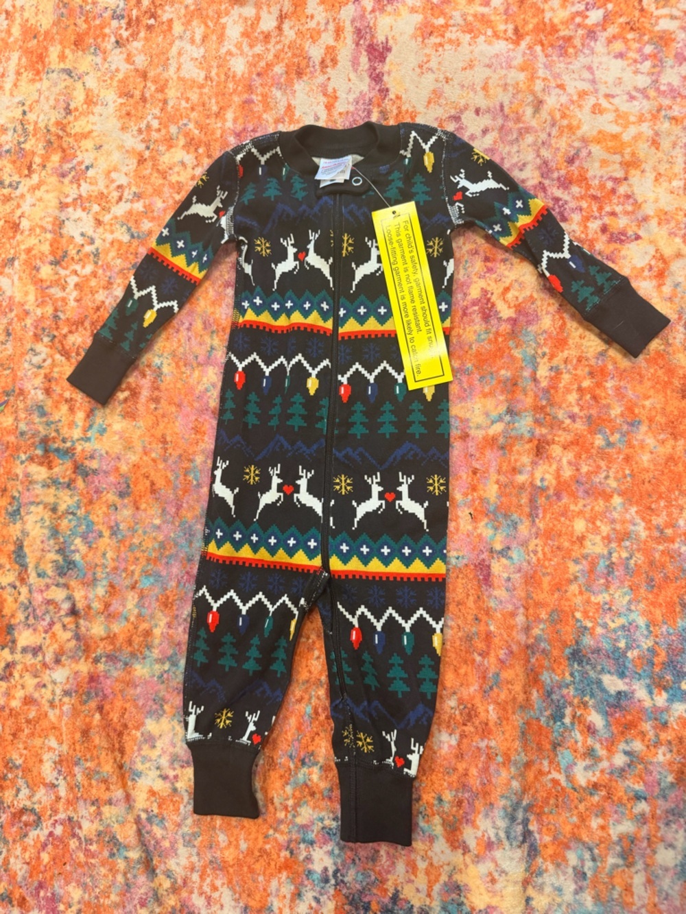 Hanna Andersson Christmas Reindeer Fair Isle Pajamas Sleeper 70 cm 6-12M NWT